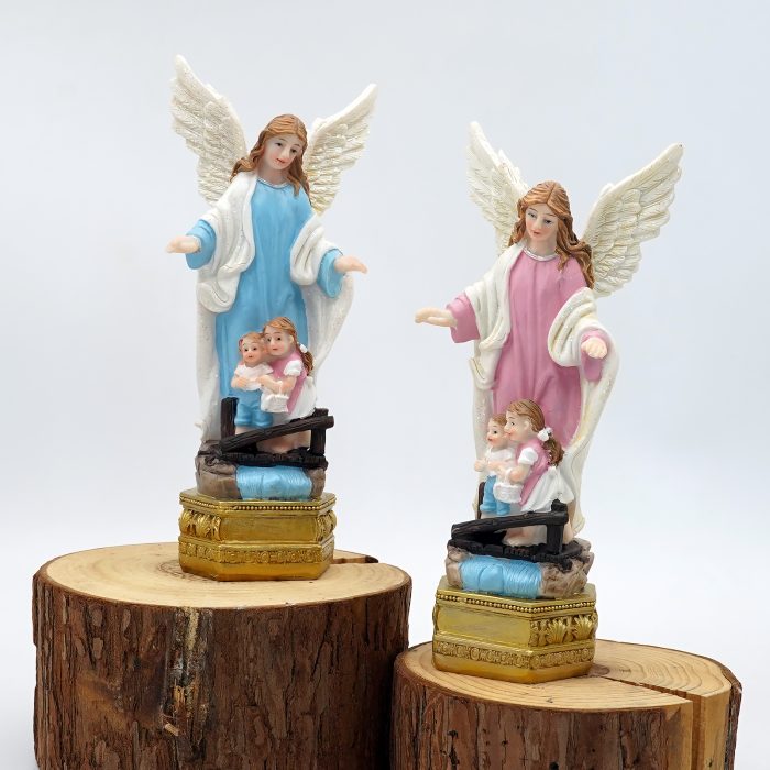 圣像-护守天使-粉/蓝色-树脂-15x7cm Catholic religious art