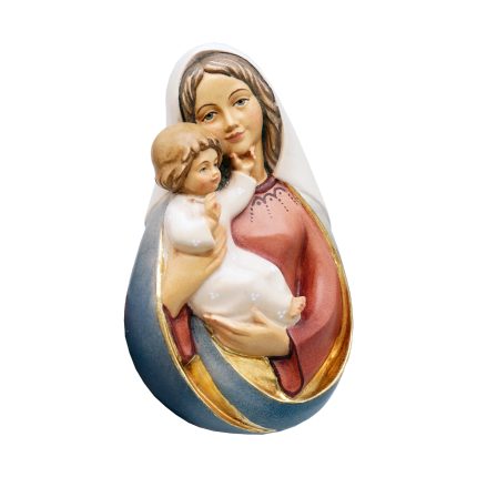 【现货】木雕-墙挂圣母抱耶稣-20cm