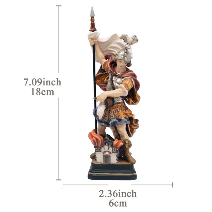 【现货】木雕-圣福里安-18厘米彩色 Catholic religious art