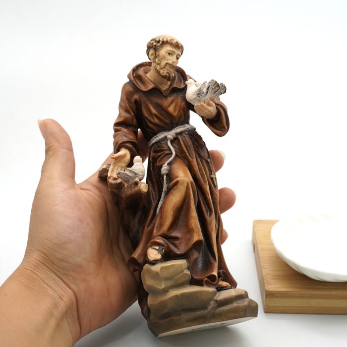 【现货】木雕-圣方济各亚西西-19厘米 Catholic religious art