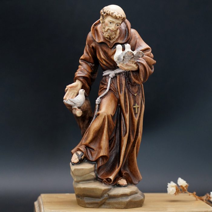 【现货】木雕-圣方济各亚西西-19厘米 Catholic religious art