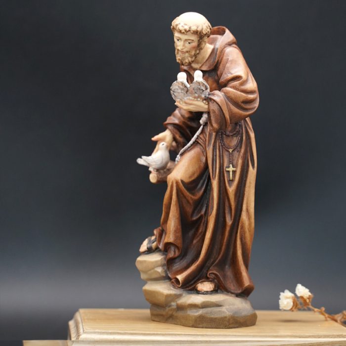 【现货】木雕-圣方济各亚西西-19厘米 Catholic religious art