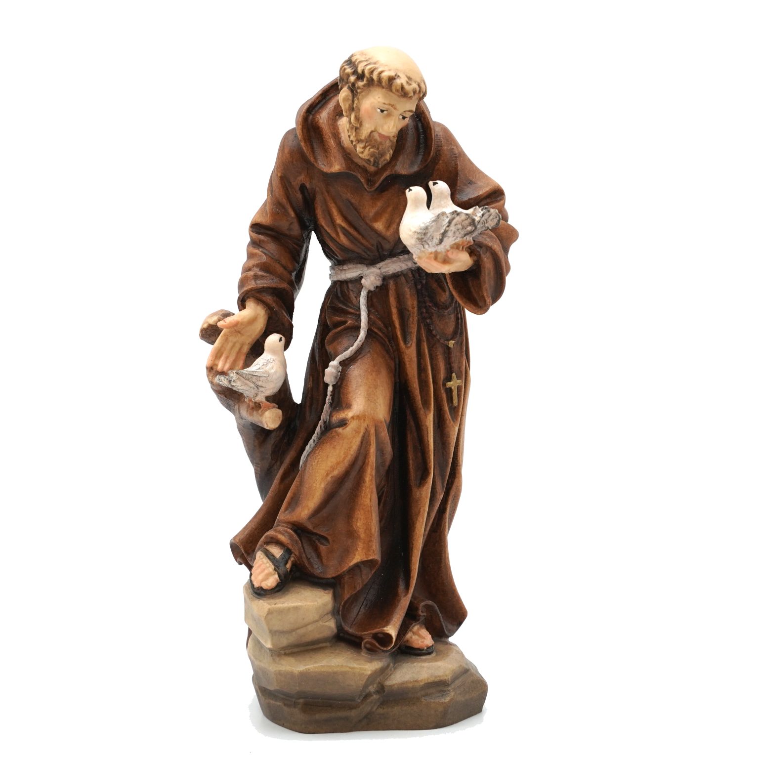 【现货】阿尔卑斯木雕-圣方济各亚西西（St Francis）-彩色-19cm