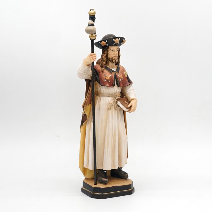 【现货】木雕-阿尔卑斯木雕-圣雅阁伯-彩色-21cm Catholic religious art