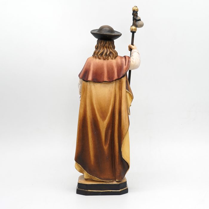 【现货】木雕-阿尔卑斯木雕-圣雅阁伯-彩色-21cm Catholic religious art