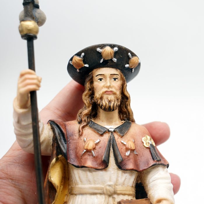 【现货】木雕-阿尔卑斯木雕-圣雅阁伯-彩色-21cm Catholic religious art