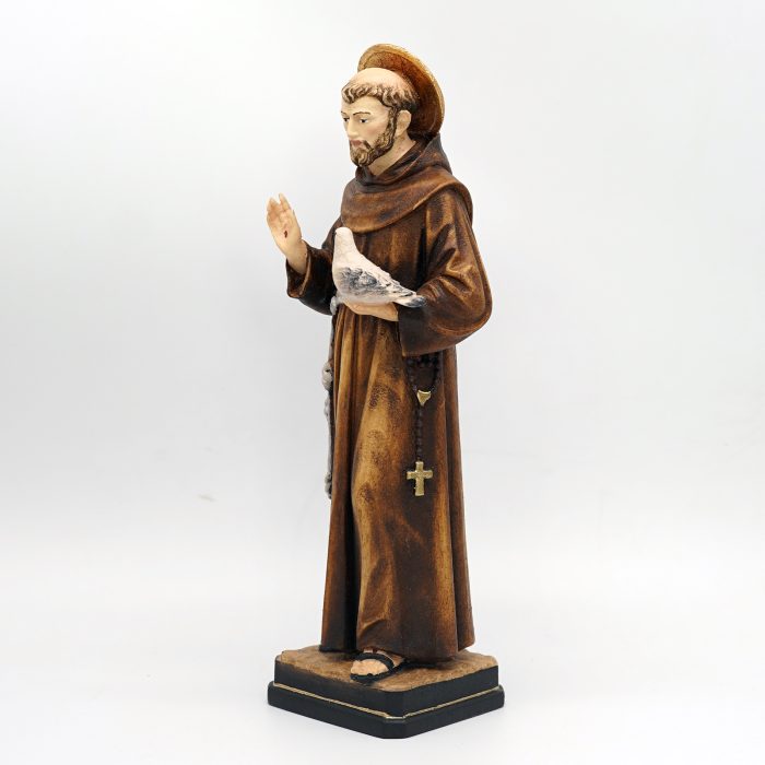 【现货】木雕-圣方济各与和平鸽木雕圣像-21厘米 Catholic religious art