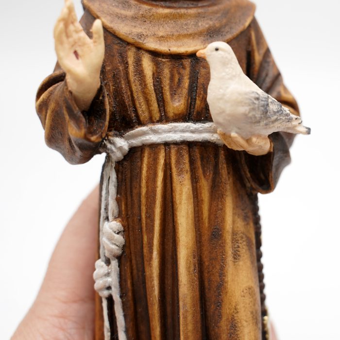 【现货】木雕-圣方济各与和平鸽木雕圣像-21厘米 Catholic religious art