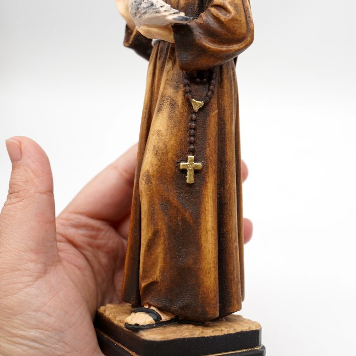 【现货】木雕-圣方济各与和平鸽木雕圣像-21厘米 Catholic religious art