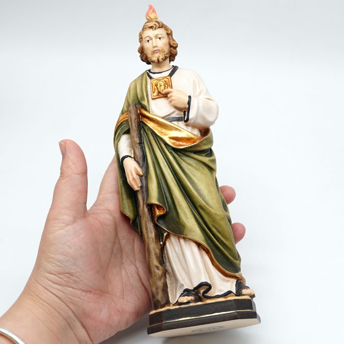 【现货】木雕-阿尔卑斯木雕-圣达窦-彩色-22cm Catholic religious art