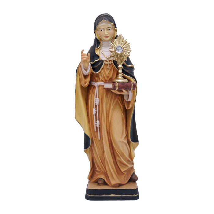 【现货】木雕-圣女加辣亚西西手工态像-彩色-20厘米 Catholic religious art