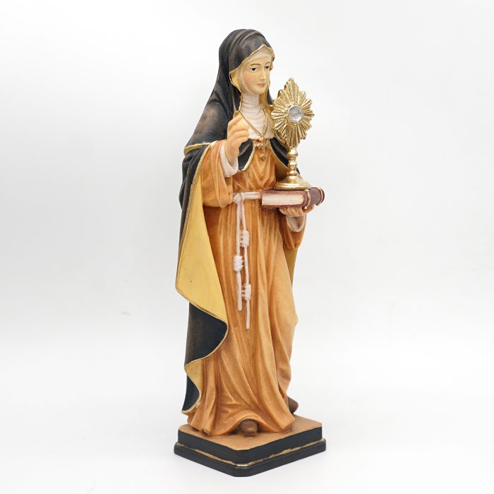 【现货】木雕-圣女加辣亚西西手工态像-彩色-20厘米 Catholic religious art