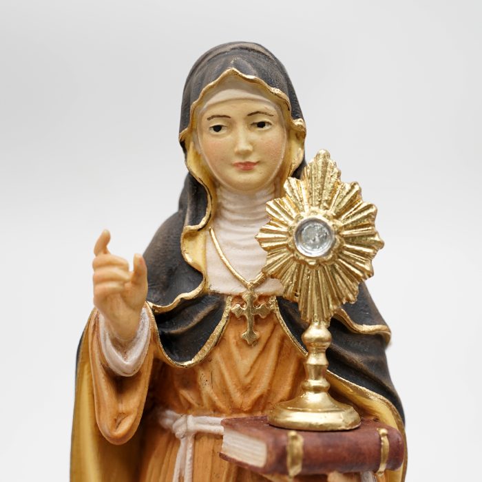 【现货】木雕-圣女加辣亚西西手工态像-彩色-20厘米 Catholic religious art