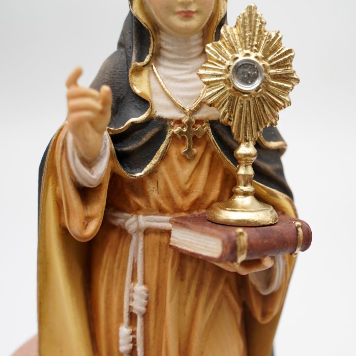 【现货】木雕-圣女加辣亚西西手工态像-彩色-20厘米 Catholic religious art