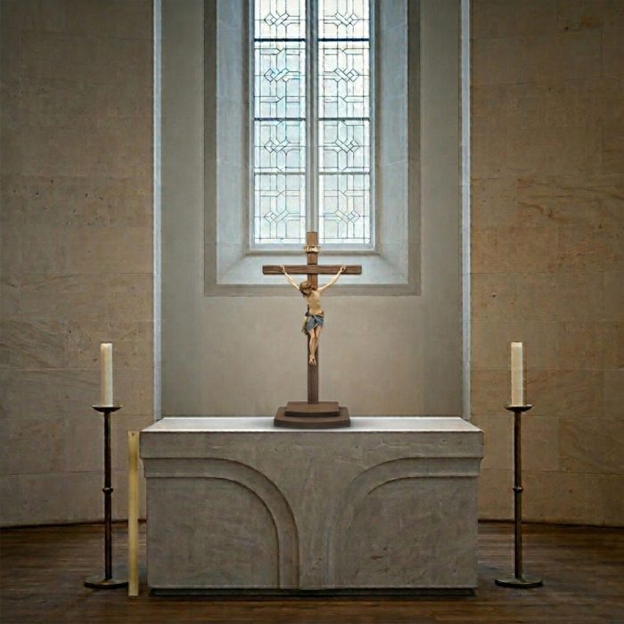 【现货】木雕- 西耶那十字架-23/52厘米 Catholic religious art