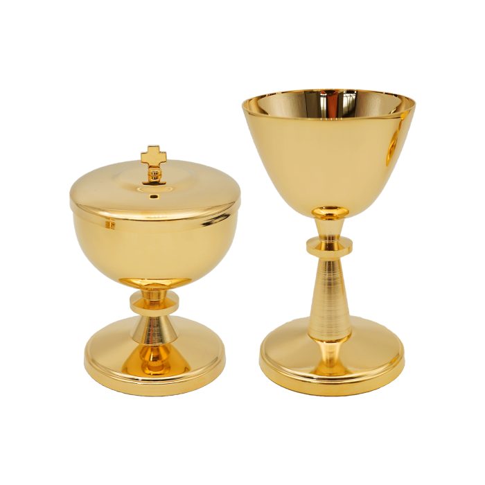 【现货】黄铜-金色圣爵杯圣体盒套装13+14cm Catholic religious art