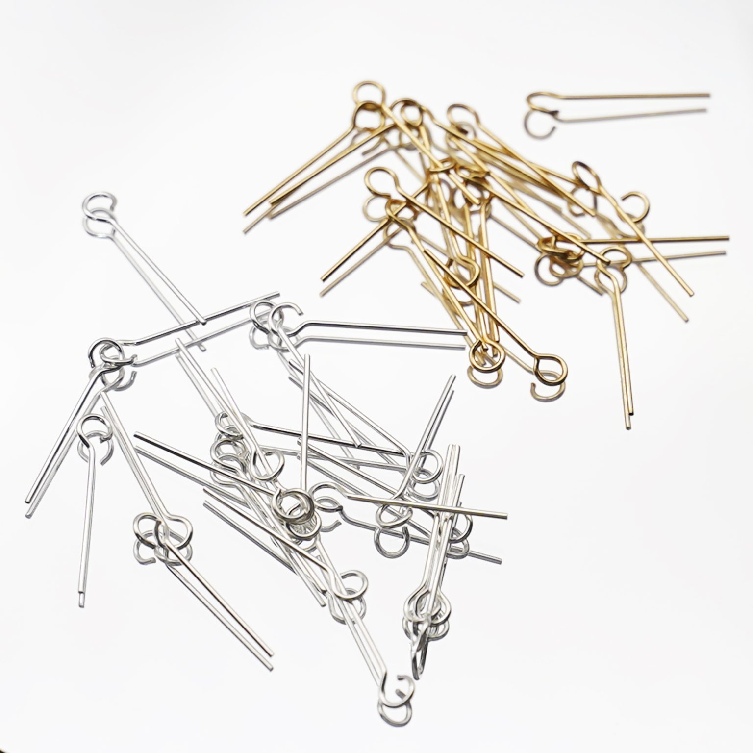 DIY配件-九字针-侧开口-不锈钢镀金/银0.60x16/17mm-10克