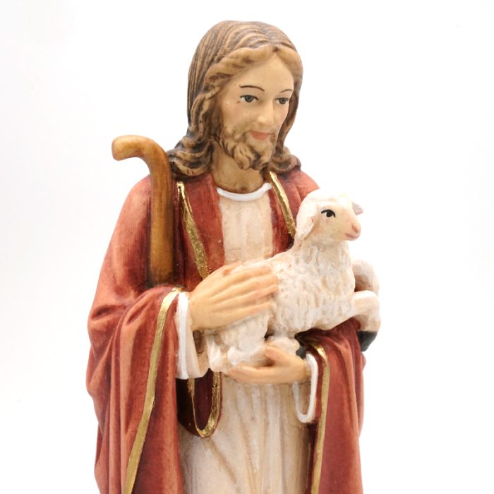 【现货】木雕-耶稣善牧-20厘米-彩色 Catholic religious art