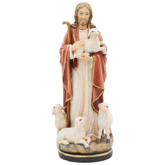 【现货】木雕-耶稣善牧-20厘米-彩色 Catholic religious art