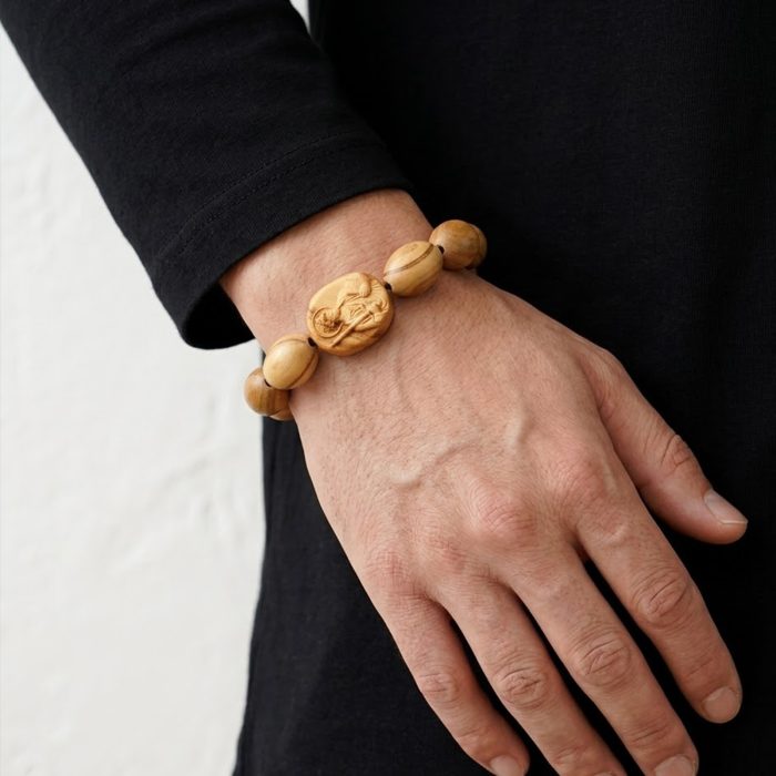 弹力手链-橄榄木椭圆珠-伯多禄与保禄-15mmx20mm Catholic religious art