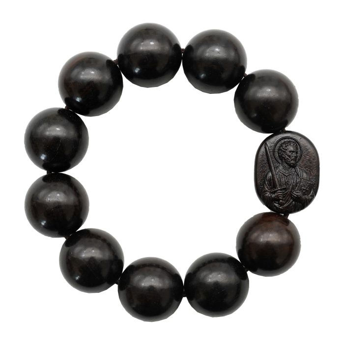 弹力手链-黑檀-伯多禄与保禄-20mm Catholic religious art