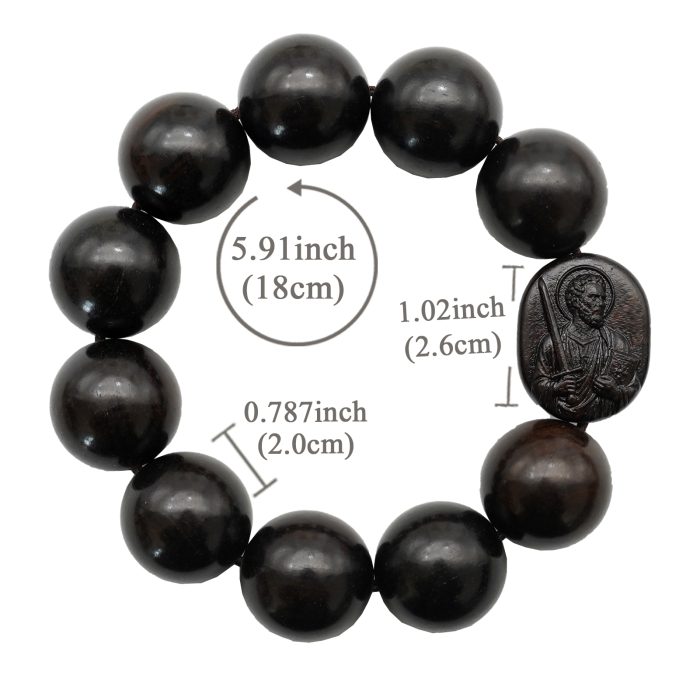 弹力手链-黑檀-伯多禄与保禄-20mm Catholic religious art