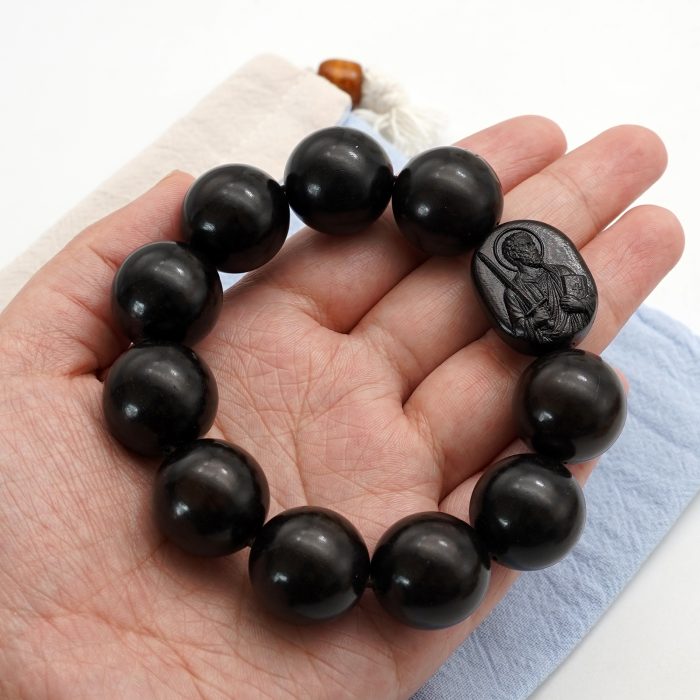 弹力手链-黑檀-伯多禄与保禄-20mm Catholic religious art
