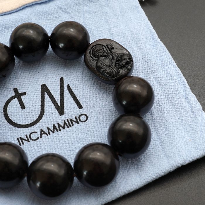 弹力手链-黑檀-伯多禄与保禄-20mm Catholic religious art