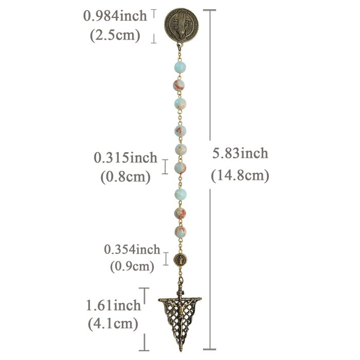 九珠串经-本笃-镂空-古铜色-寿山石8mm Catholic religious art