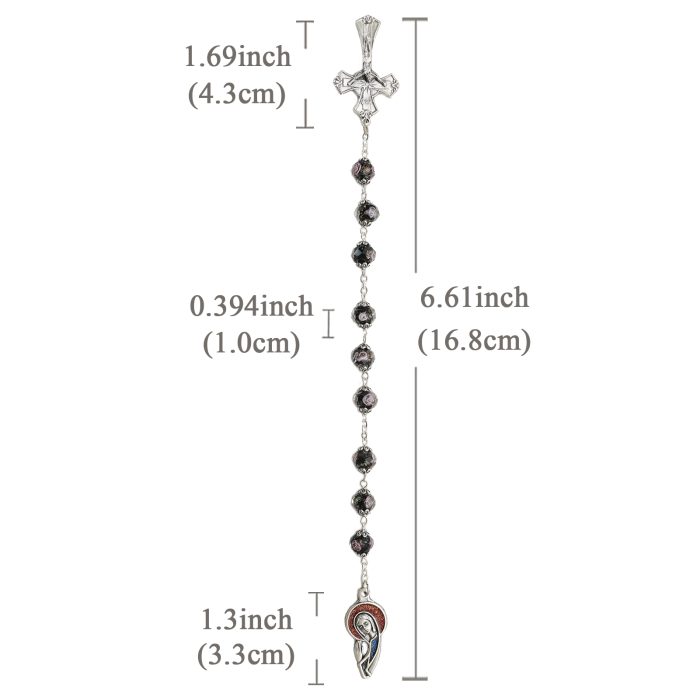 九珠串经-合掌圣母-珐琅彩-黑色琉璃珠-10mm Catholic religious art