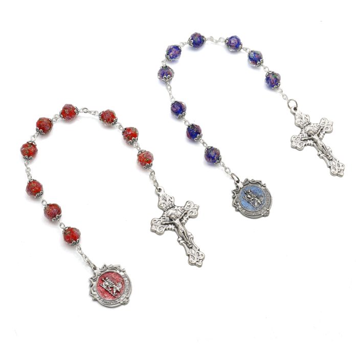 九珠串经-基多福-蓝色/红色珐琅彩-琉璃珠-10mm Catholic religious art