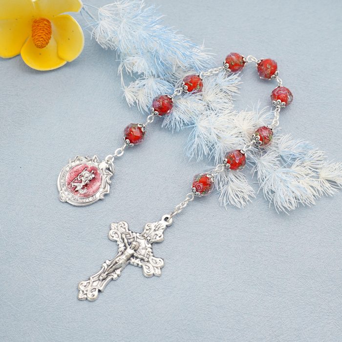 九珠串经-基多福-蓝色/红色珐琅彩-琉璃珠-10mm Catholic religious art