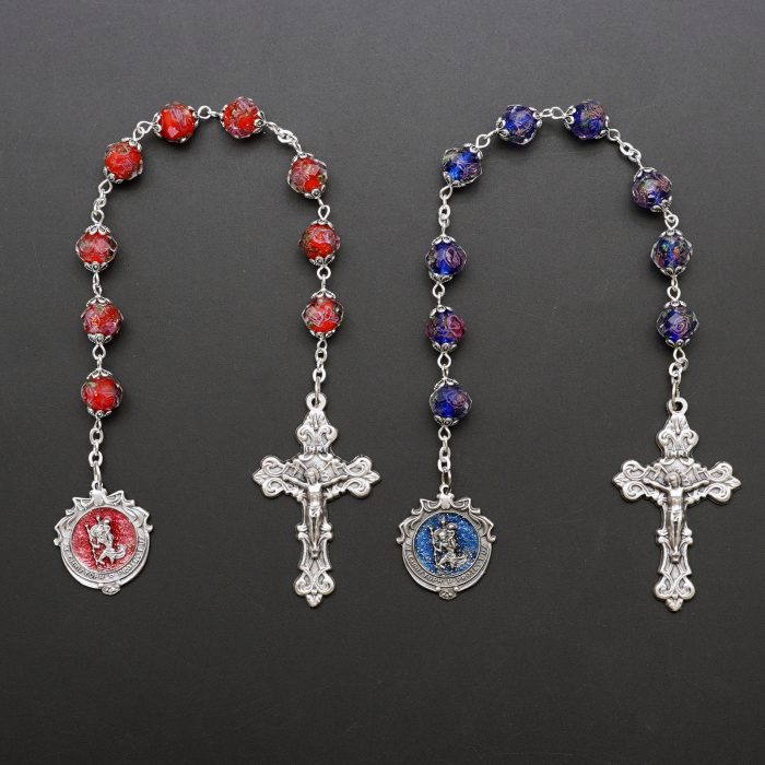 九珠串经-基多福-蓝色/红色珐琅彩-琉璃珠-10mm Catholic religious art