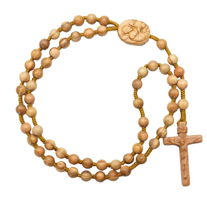 玫瑰念珠-橄榄木-伯多禄与保禄-绳编-原创-8mm Catholic religious art