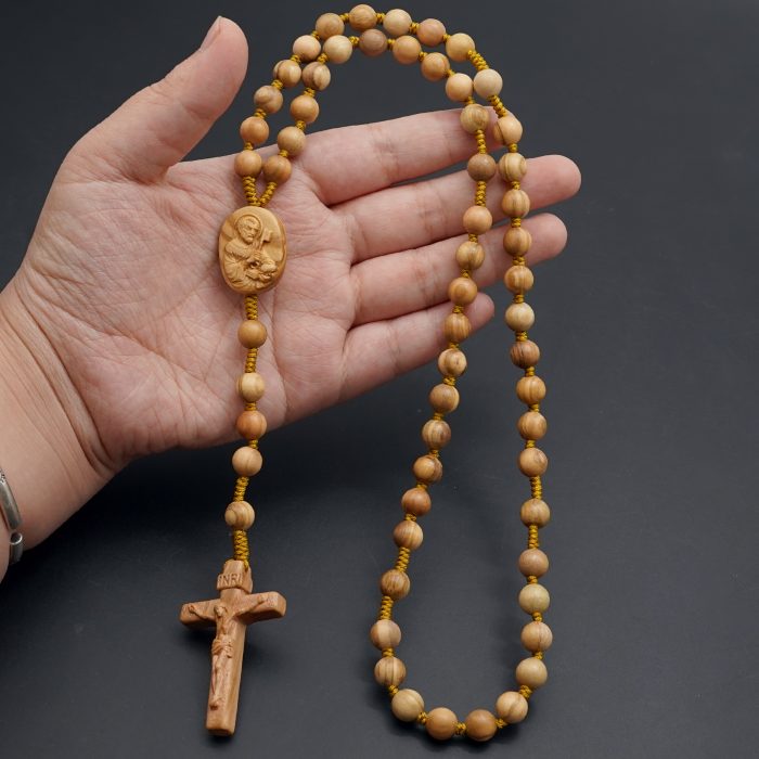 玫瑰念珠-橄榄木-伯多禄与保禄-绳编-原创-8mm Catholic religious art