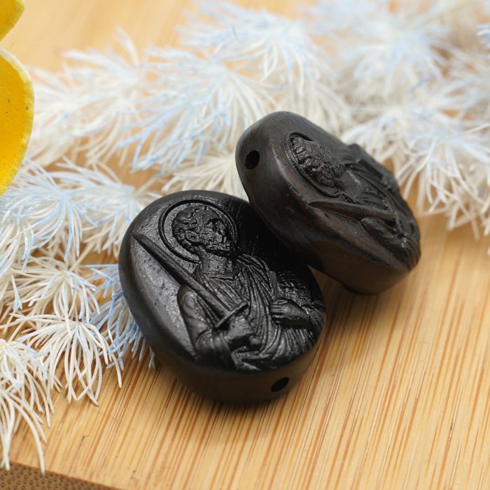 DIY双通-伯多禄与保禄-黑檀-2.6x2.0cm翻译英文 Catholic religious art