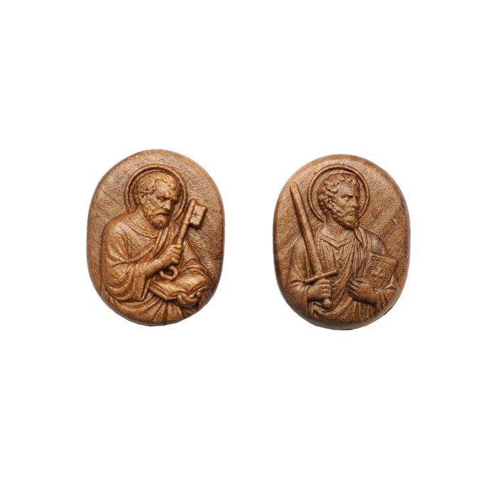 IC03P019-ULA DIY双通-伯多禄与保禄-橄榄木深色-2.6x2.0cm Catholic religious art