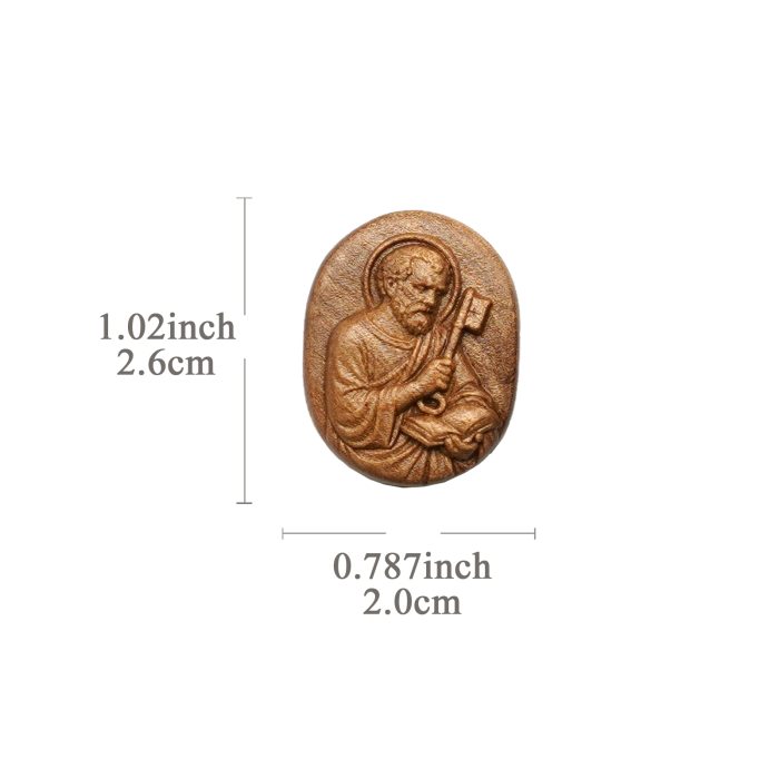 DIY双通-伯多禄与保禄-橄榄木深色-2.6x2.0cm Catholic religious art