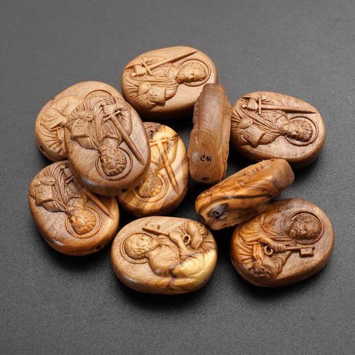 DIY双通-伯多禄与保禄-橄榄木深色-2.6x2.0cm Catholic religious art