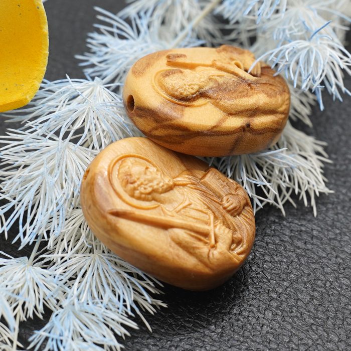 DIY双通-伯多禄与保禄-橄榄木-2.6x2.0cm翻译英文 Catholic religious art