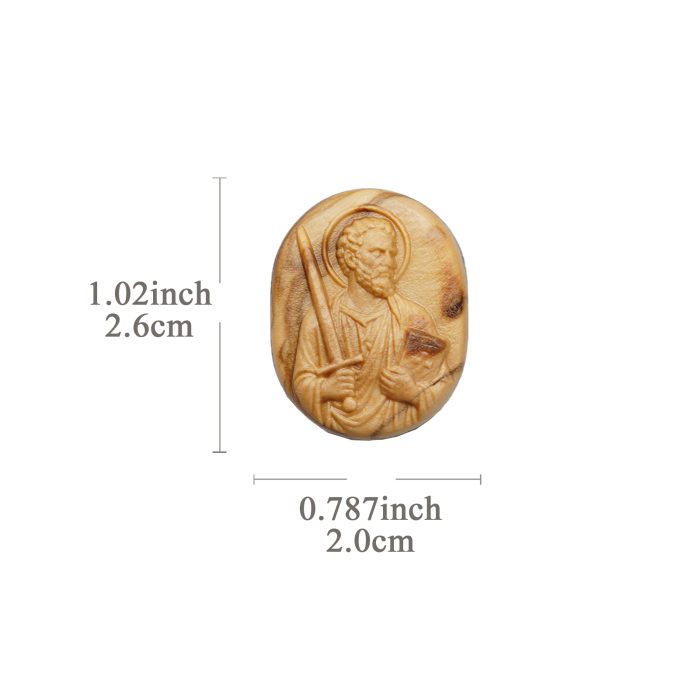 DIY双通-伯多禄与保禄-橄榄木-2.6x2.0cm翻译英文 Catholic religious art