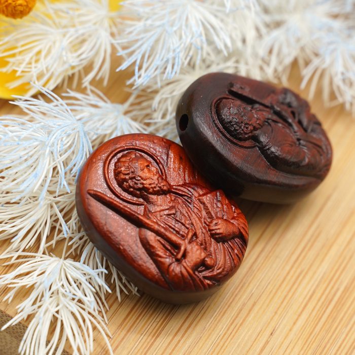 DIY双通-伯多禄与保禄-紫檀-2.6x2.0cm翻译英文 Catholic religious art