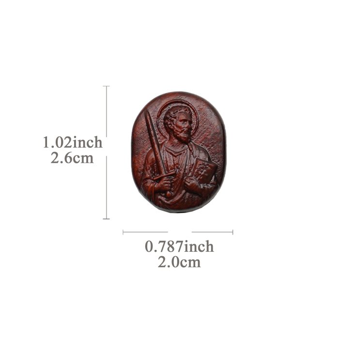 DIY双通-伯多禄与保禄-紫檀-2.6x2.0cm翻译英文 Catholic religious art