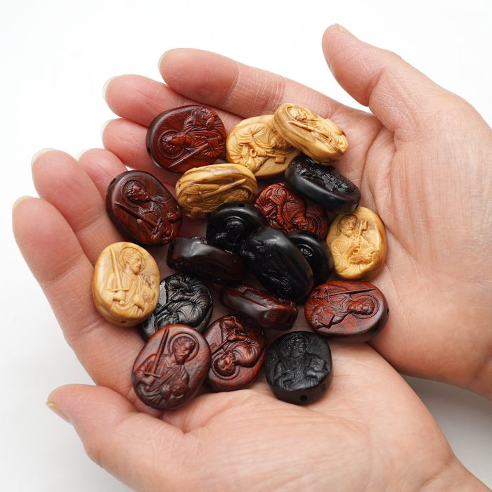 DIY双通-伯多禄与保禄-紫檀-2.6x2.0cm翻译英文 Catholic religious art