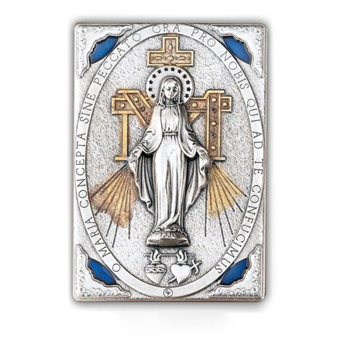 笔筒-浮雕圣像-圣母显灵-胡桃木特制纪念款-11x7.5x7.5cm Catholic religious art