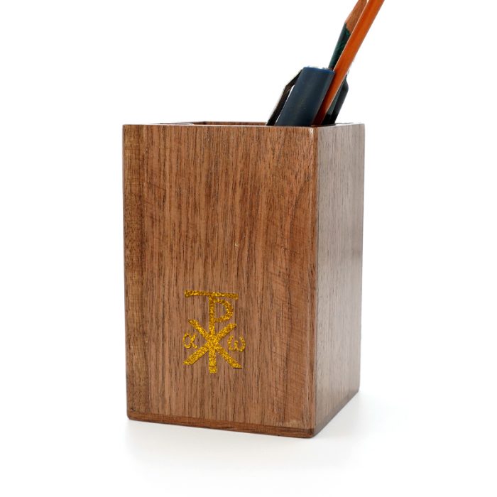 笔筒-浮雕圣像-圣母显灵-胡桃木特制纪念款-11x7.5x7.5cm Catholic religious art