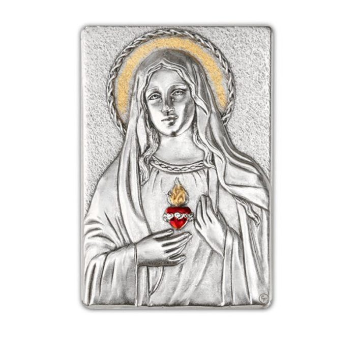 笔筒-浮雕圣像-圣母圣心-胡桃木特制纪念款-11x7.5x7.5cm Catholic religious art