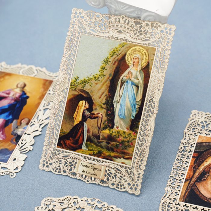 蕾丝圣像卡-露德圣母（Madonna di Lourdes）-7×11 cm Catholic religious art