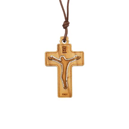 十字架-橄榄木-双层-带挂绳带包装-3.7x2.75cm