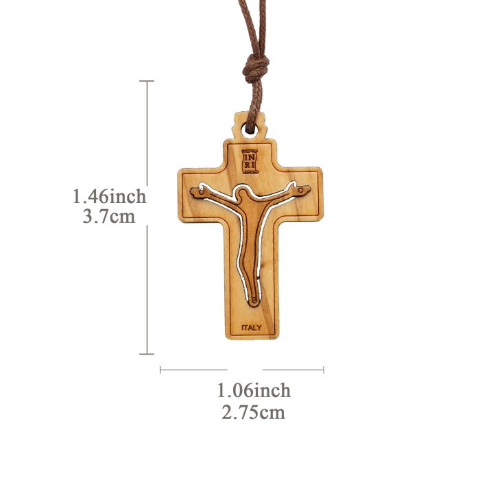 十字架-橄榄木-双层-带挂绳带包装(3.7/4.5/5.5cm ) Catholic religious art